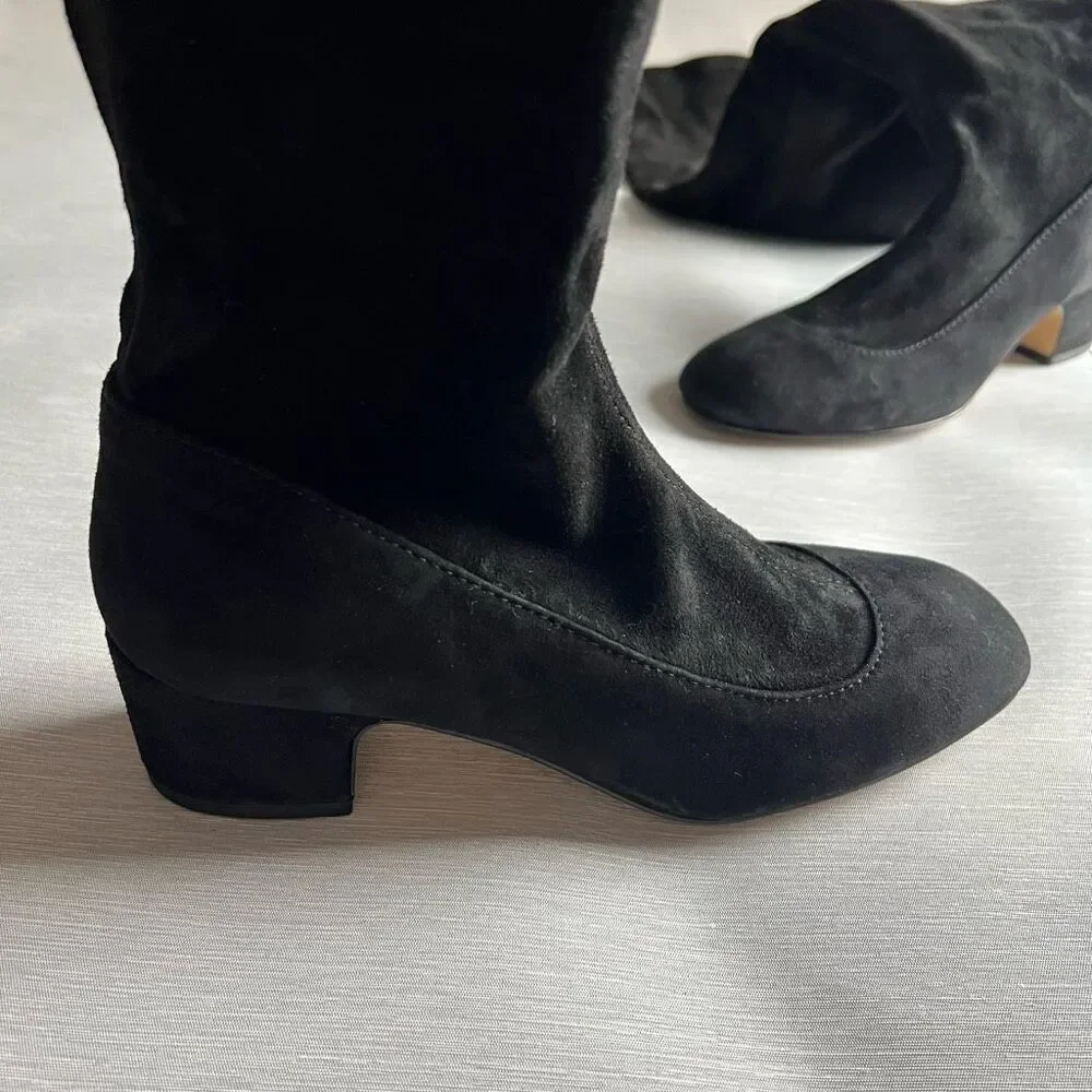 TED BAKER Ayannah Over The Knee Suede Stretch Leather Black Boots US Size 7 New